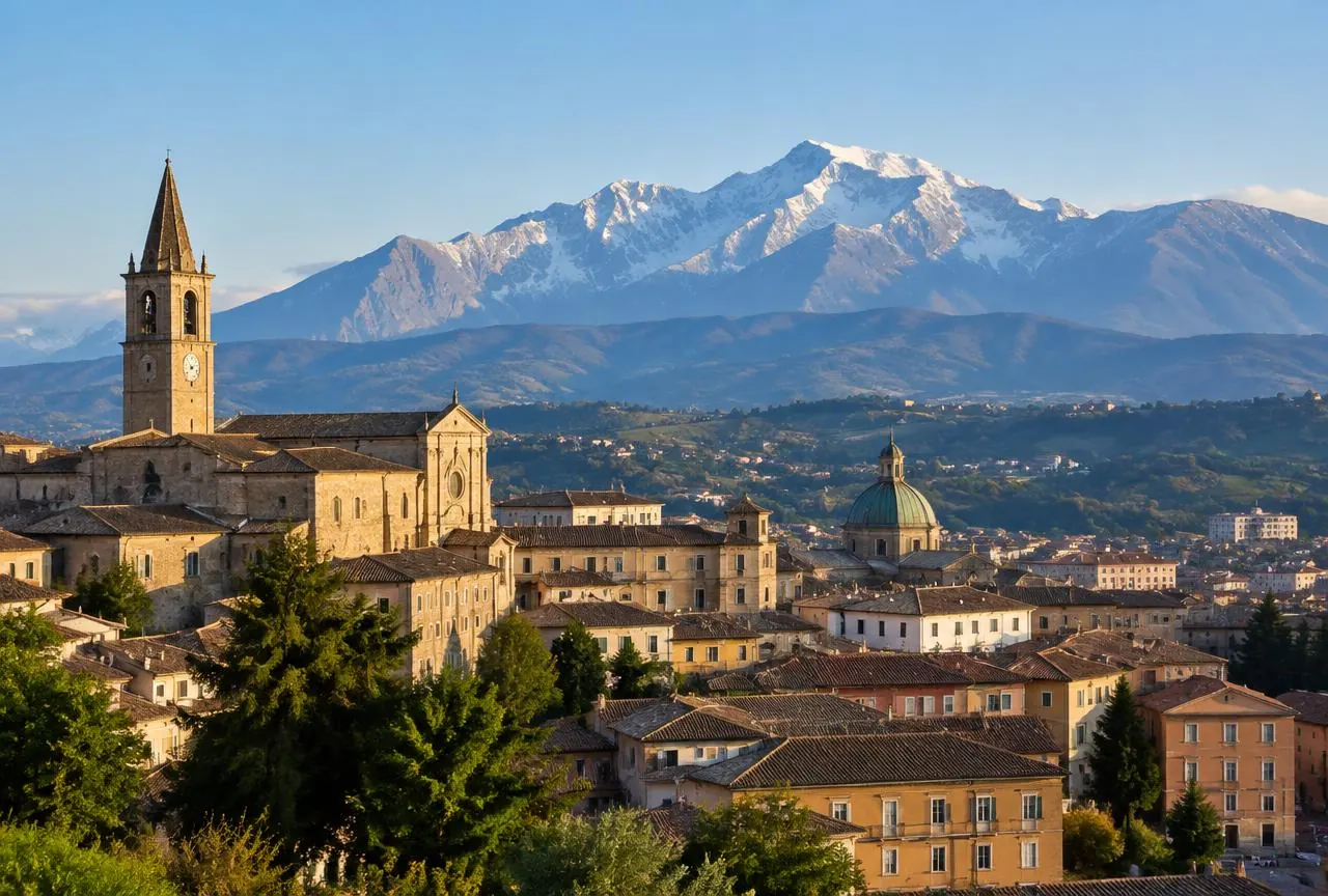 Immagine illustrativa di Teramo con il Gran Sasso sullo sfondo